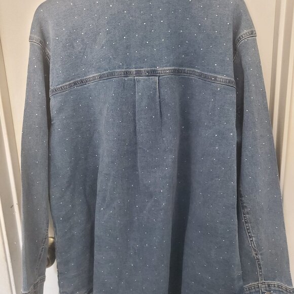 Maurices Denim Shacket With Rhinestone Detail Women's Size 1X - Picture 2 of 9
